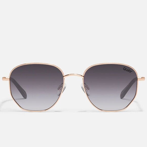 New Quay Australia Unisex Big Time Texture Gold Frame/Smoke Lens Sunglasses - Picture 2 of 6